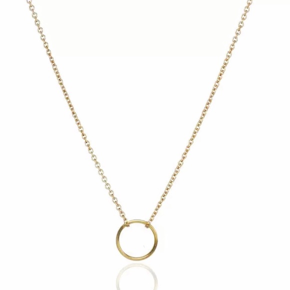 Gold Circle Pendant Necklace - Picture 2 of 2